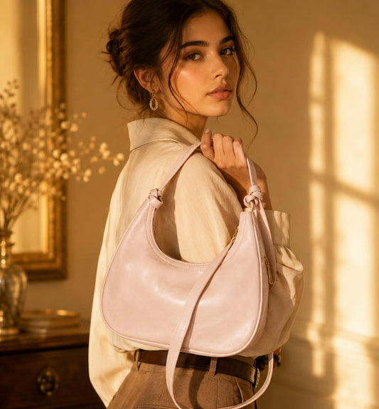 Trendy Blush Pink Slouchy Hobo Shoulder Bag