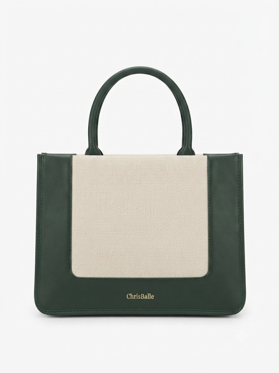 Classic Lady Structured Handbag with Gold Accents