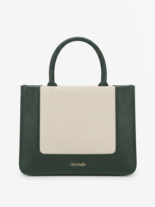 Classic Lady Structured Handbag with Gold Accents