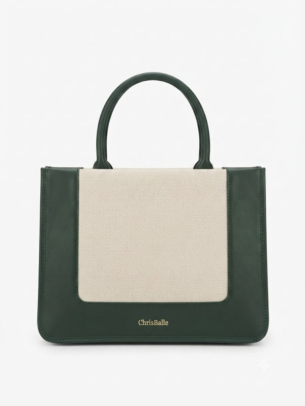 Classic Lady Structured Handbag with Gold Accents