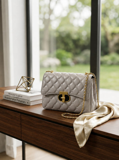 Elegant White T-Logo Tote Bag for Modern Women